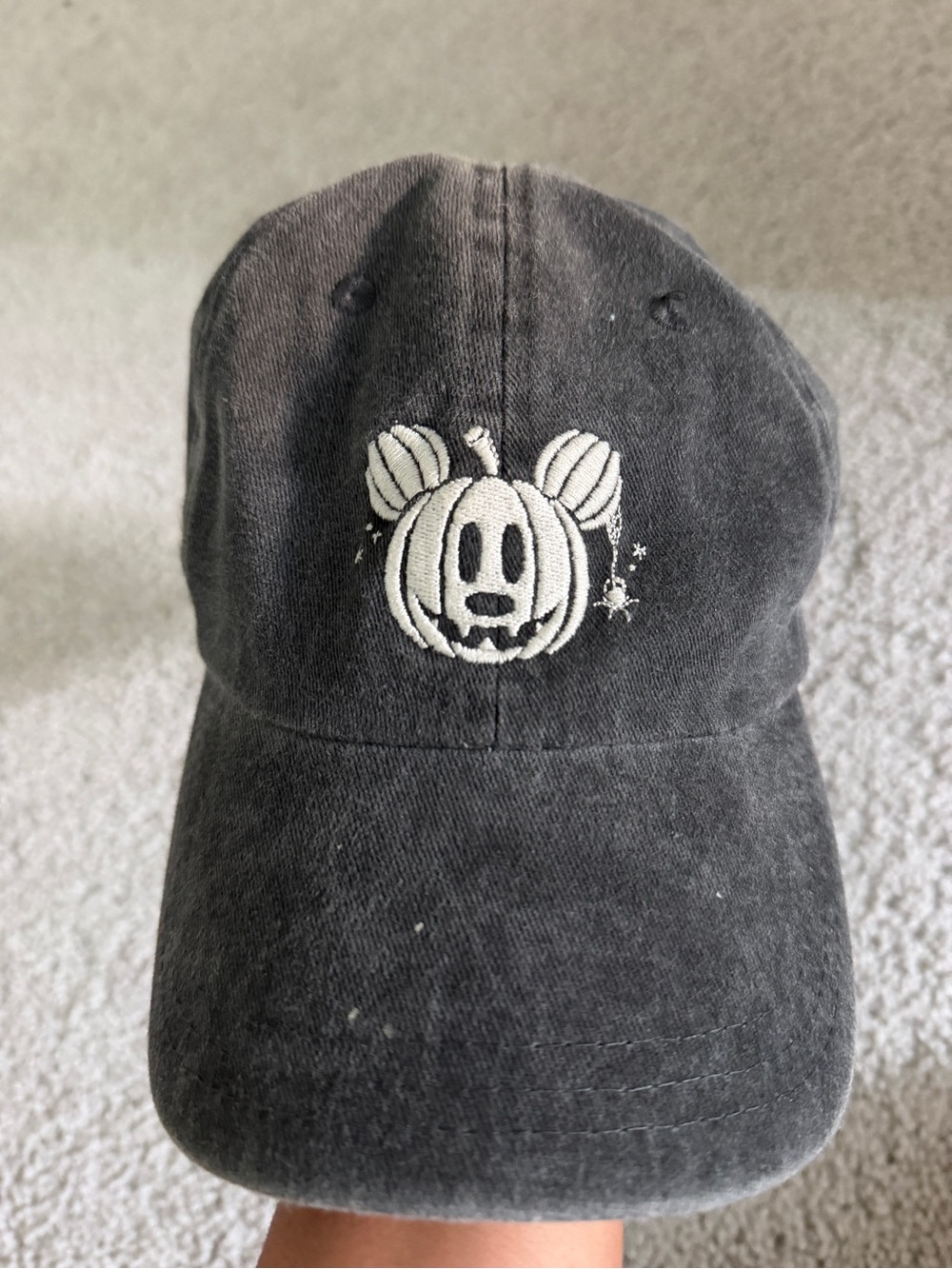 American Eagle x Disney Mickey Pumpkin Halloween Black Adjustable Hat